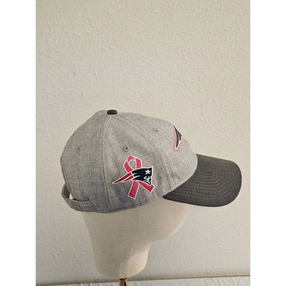 New Era 9TWENTY Women New England Patriots Hat Gray Pink Breast Cancer Awareness